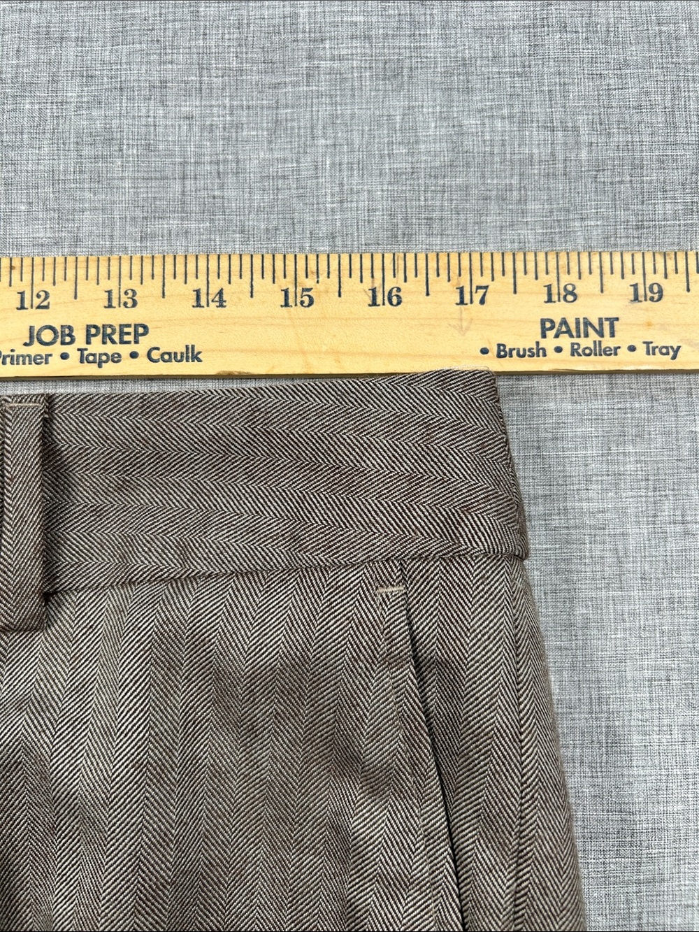 Banana Republic Martin Fit 12R Wool Herringbone Wide Leg Trouser Pants Brown - Picture 7 of 13